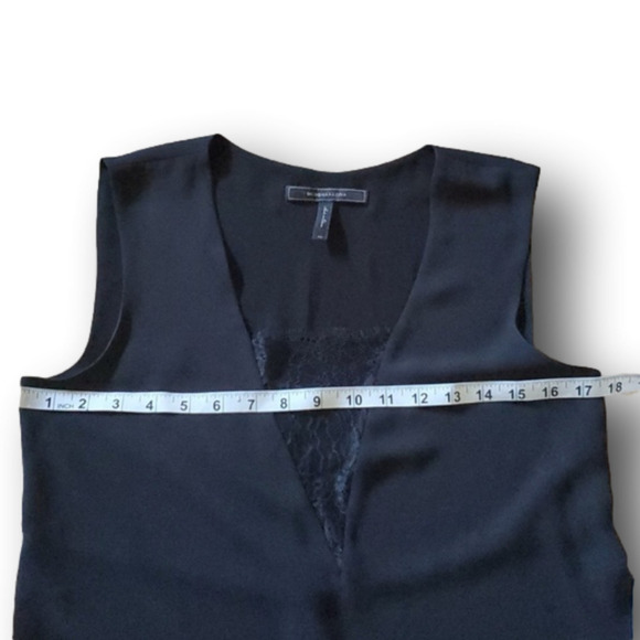 BCBGMAXAZRIA Lace Insert Sleeveless Top Black Size XS - Picture 9 of 11
